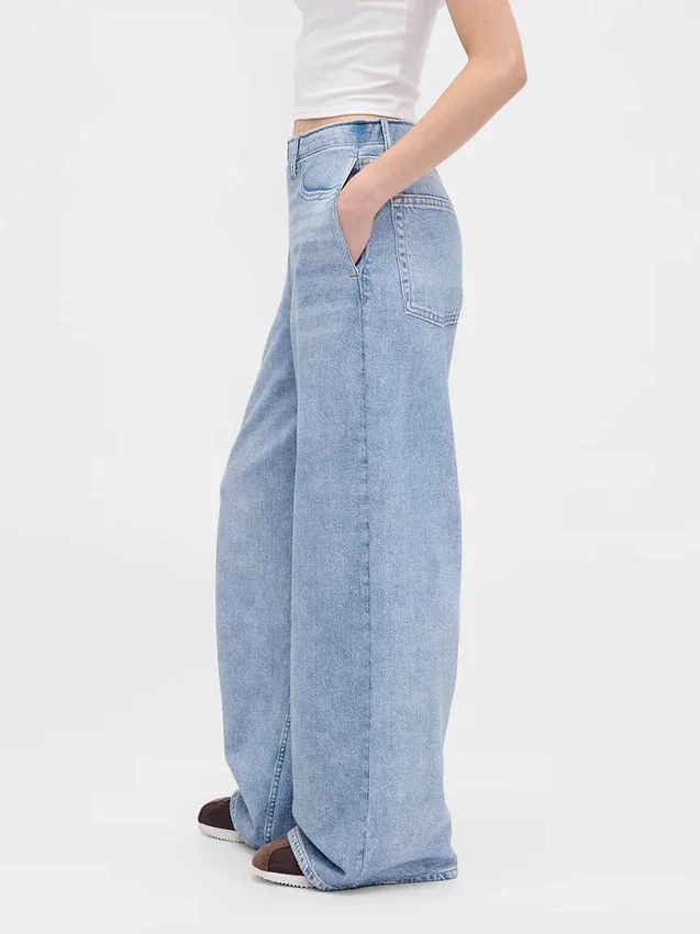 Bedruckte, weit geschnittene Jogginghose im Jeans-Look