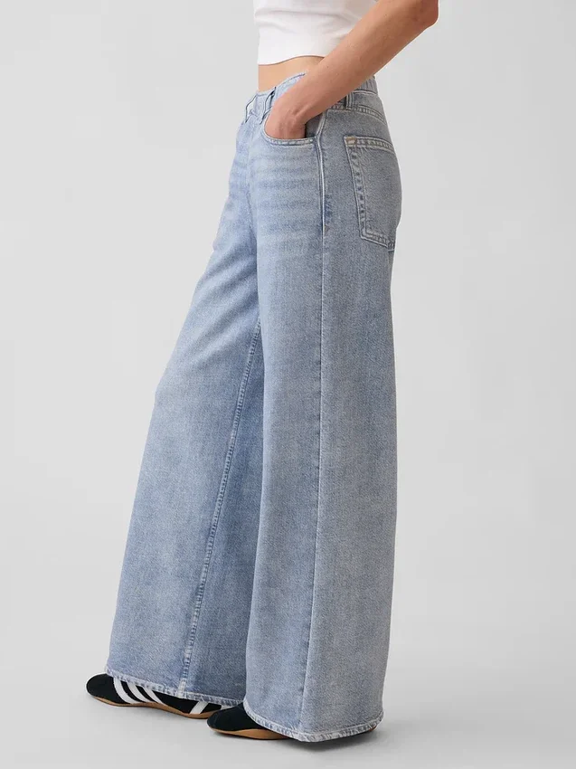 Bedruckte, weit geschnittene Jogginghose im Jeans-Look
