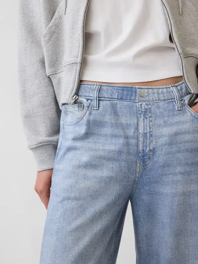 Bedruckte, weit geschnittene Jogginghose im Jeans-Look
