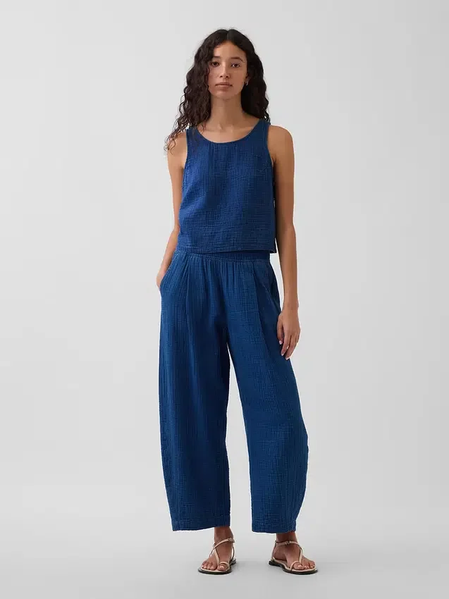 Bequeme Hose aus Baumwollgaze-Denim