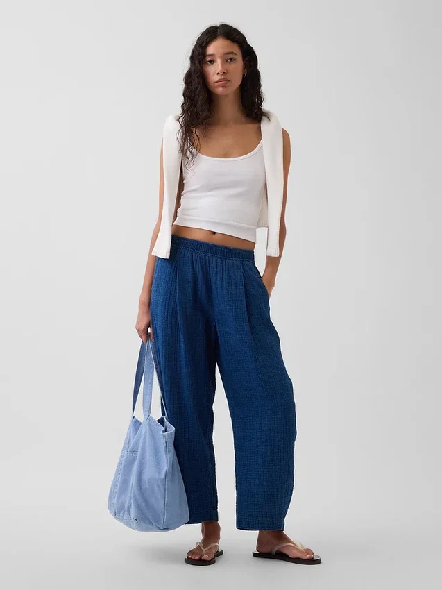 Bequeme Hose aus Baumwollgaze-Denim