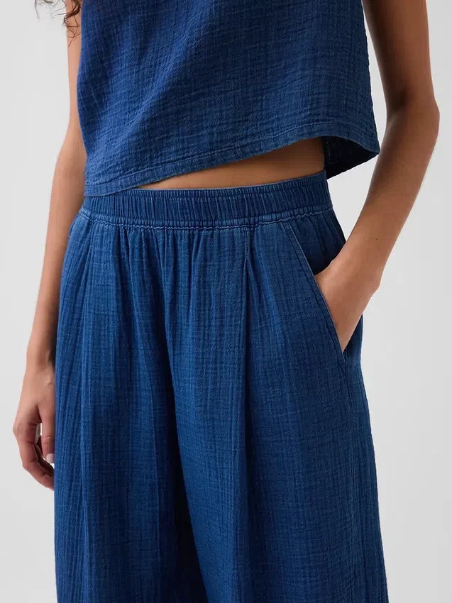Bequeme Hose aus Baumwollgaze-Denim
