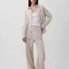 Bequeme Hose mit weitem Bein aus Leinenmischung