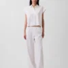 Bequeme Hose mit weitem Bein aus Leinenmischung