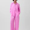 Bequeme Hose mit weitem Bein aus Leinenmischung