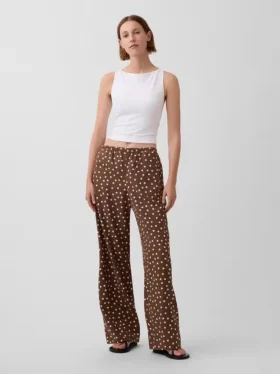 Bequeme Hose mit weitem Bein aus Leinenmischung
