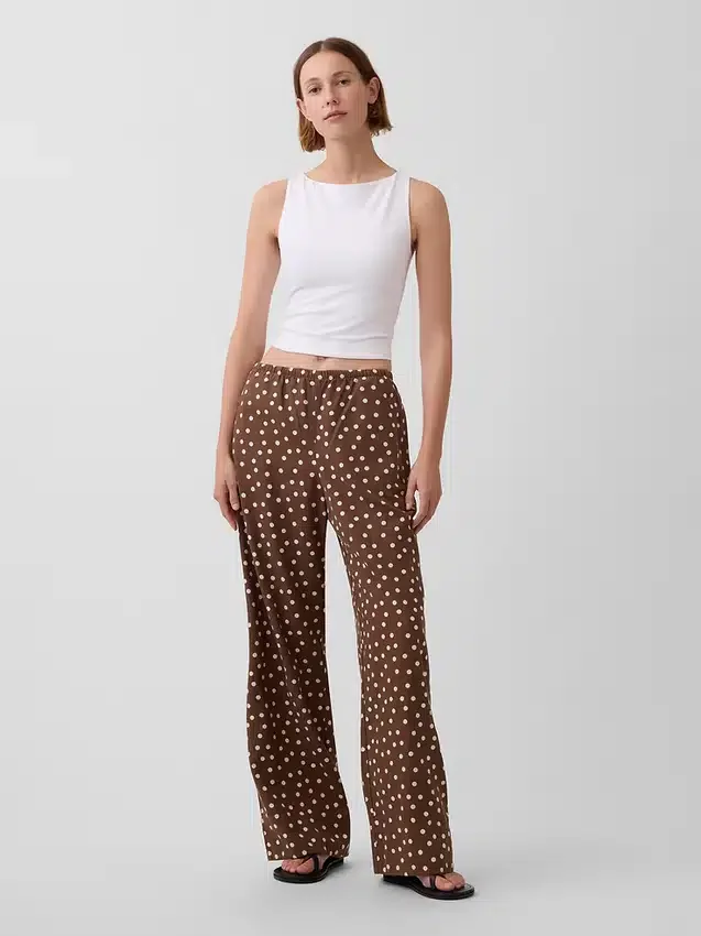 Bequeme Hose mit weitem Bein aus Leinenmischung