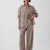 Bequeme Hose mit weitem Bein aus Leinenmischung