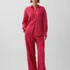 Bequeme Hose mit weitem Bein aus Leinenmischung