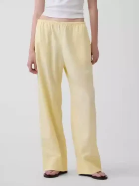 Bequeme Hose mit weitem Bein aus Leinenmischung