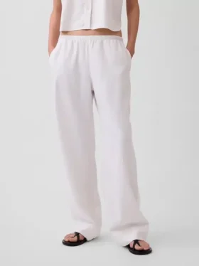 Bequeme Hose mit weitem Bein aus Leinenmischung