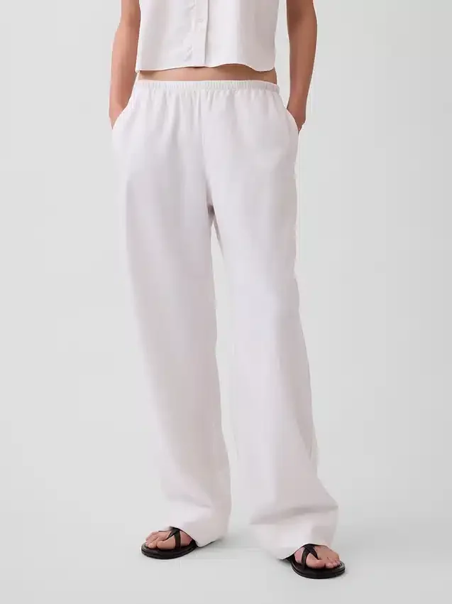 Bequeme Hose mit weitem Bein aus Leinenmischung