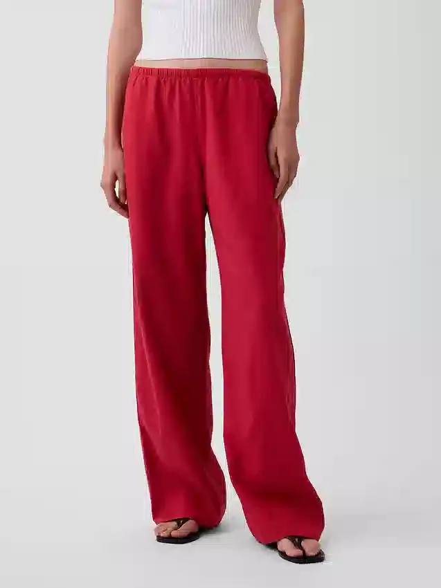 Bequeme Hose mit weitem Bein aus Leinenmischung