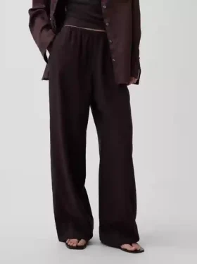 Bequeme Hose mit weitem Bein aus Leinenmischung