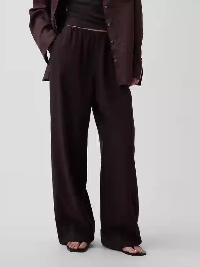 Bequeme Hose mit weitem Bein aus Leinenmischung