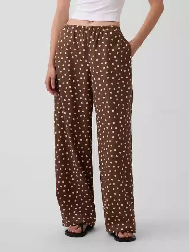 Bequeme Hose mit weitem Bein aus Leinenmischung