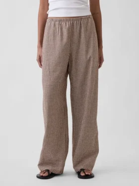 Bequeme Hose mit weitem Bein aus Leinenmischung