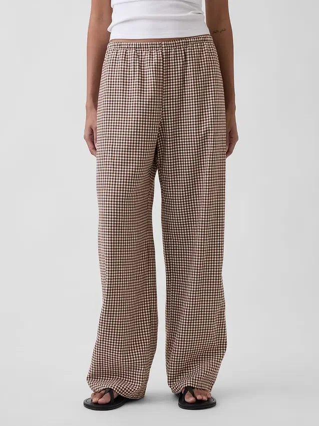 Bequeme Hose mit weitem Bein aus Leinenmischung