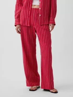 Bequeme Hose mit weitem Bein aus Leinenmischung