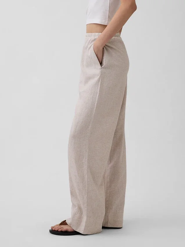 Bequeme Hose mit weitem Bein aus Leinenmischung