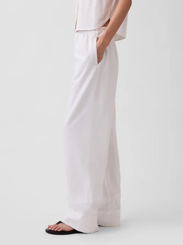 Bequeme Hose mit weitem Bein aus Leinenmischung