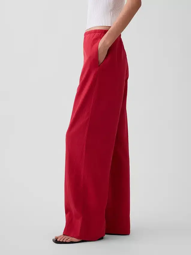 Bequeme Hose mit weitem Bein aus Leinenmischung