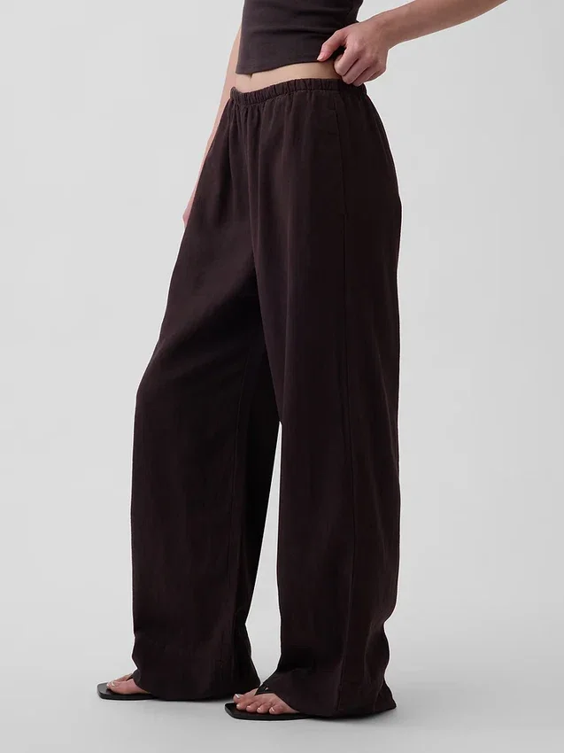 Bequeme Hose mit weitem Bein aus Leinenmischung