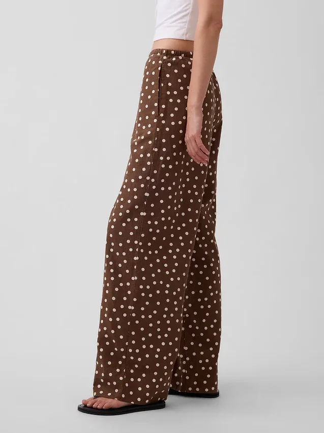 Bequeme Hose mit weitem Bein aus Leinenmischung