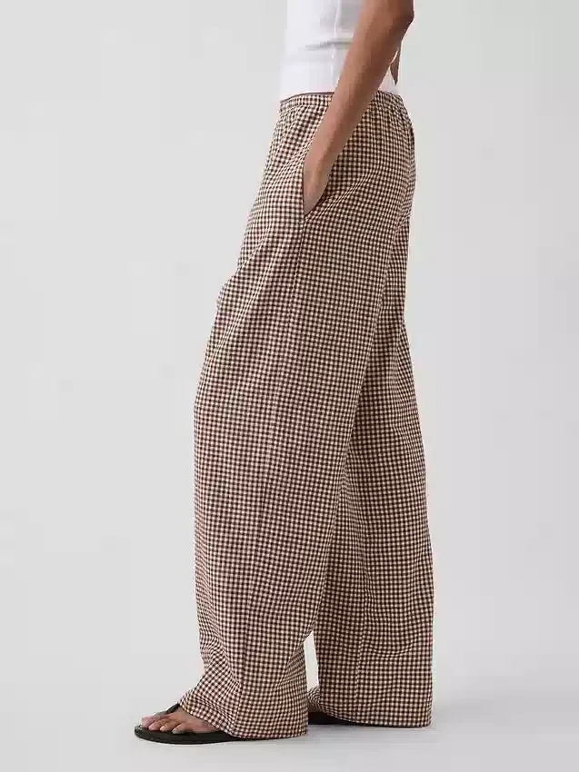 Bequeme Hose mit weitem Bein aus Leinenmischung