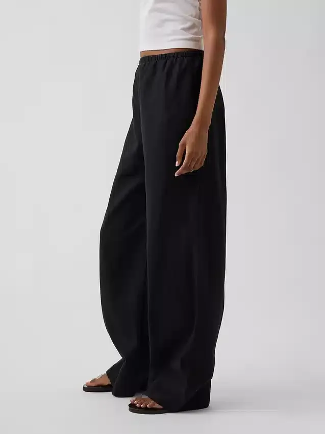 Bequeme Hose mit weitem Bein aus Leinenmischung