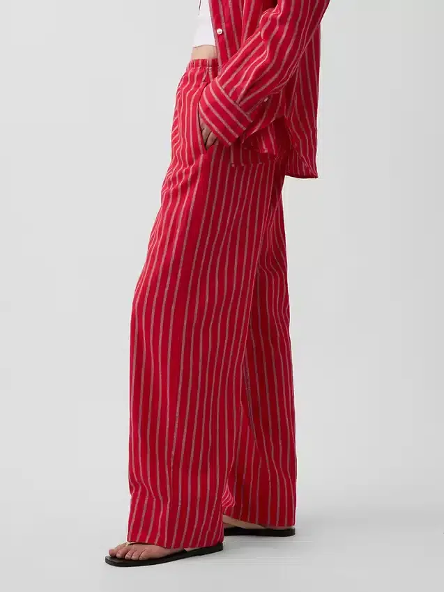 Bequeme Hose mit weitem Bein aus Leinenmischung