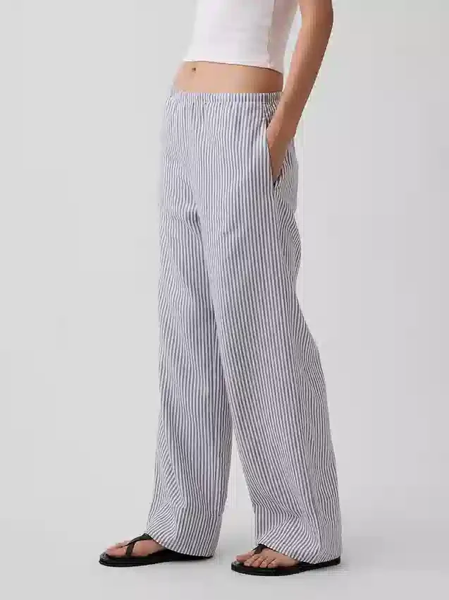 Bequeme Hose mit weitem Bein aus Leinenmischung