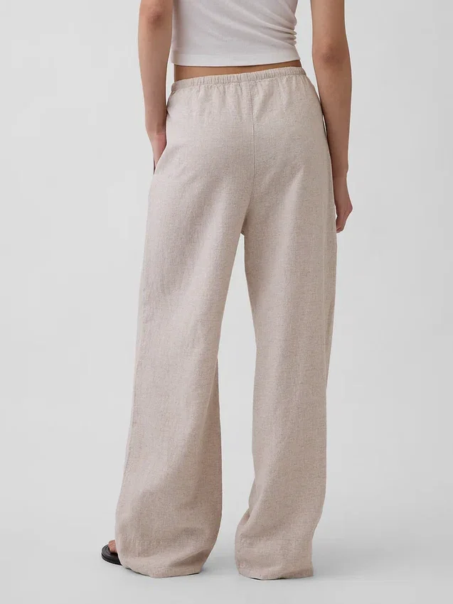 Bequeme Hose mit weitem Bein aus Leinenmischung