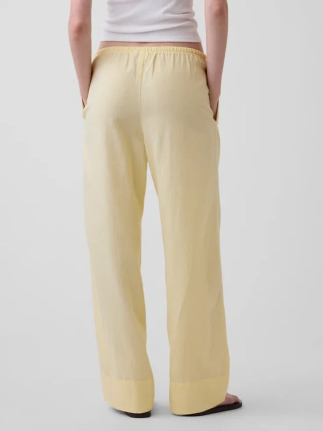 Bequeme Hose mit weitem Bein aus Leinenmischung