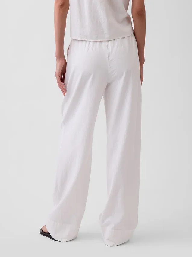 Bequeme Hose mit weitem Bein aus Leinenmischung