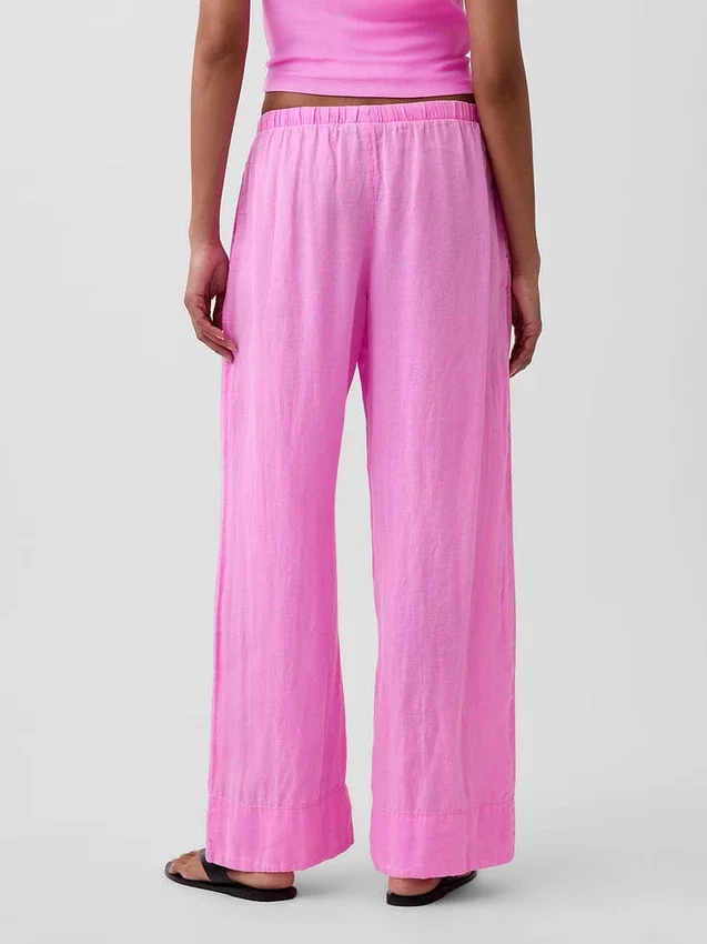 Bequeme Hose mit weitem Bein aus Leinenmischung