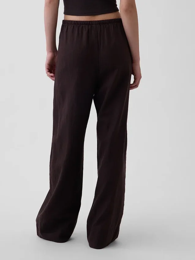 Bequeme Hose mit weitem Bein aus Leinenmischung