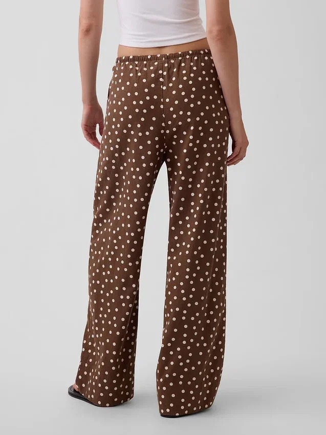 Bequeme Hose mit weitem Bein aus Leinenmischung
