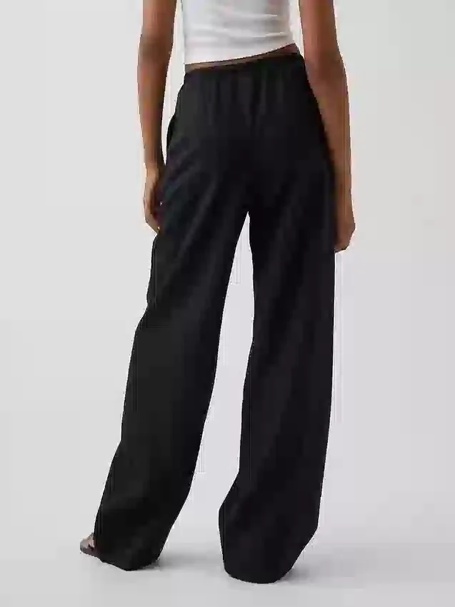 Bequeme Hose mit weitem Bein aus Leinenmischung