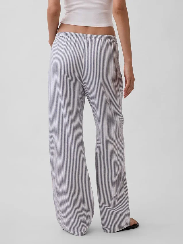 Bequeme Hose mit weitem Bein aus Leinenmischung