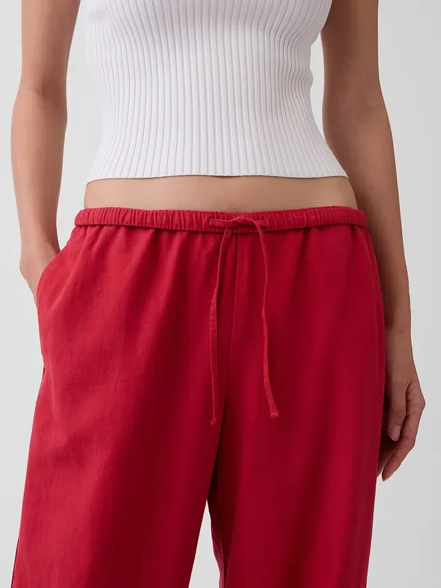 Bequeme Hose mit weitem Bein aus Leinenmischung