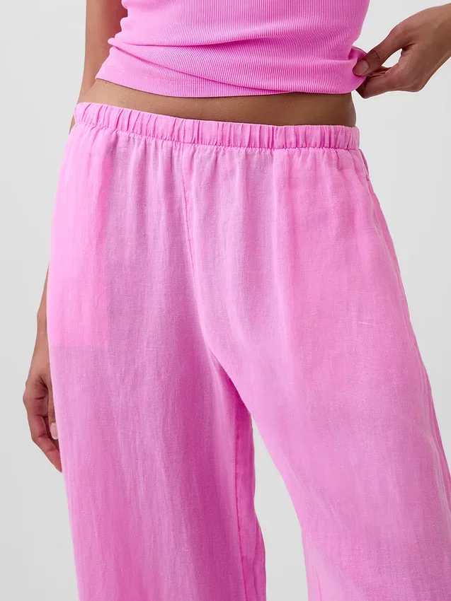 Bequeme Hose mit weitem Bein aus Leinenmischung