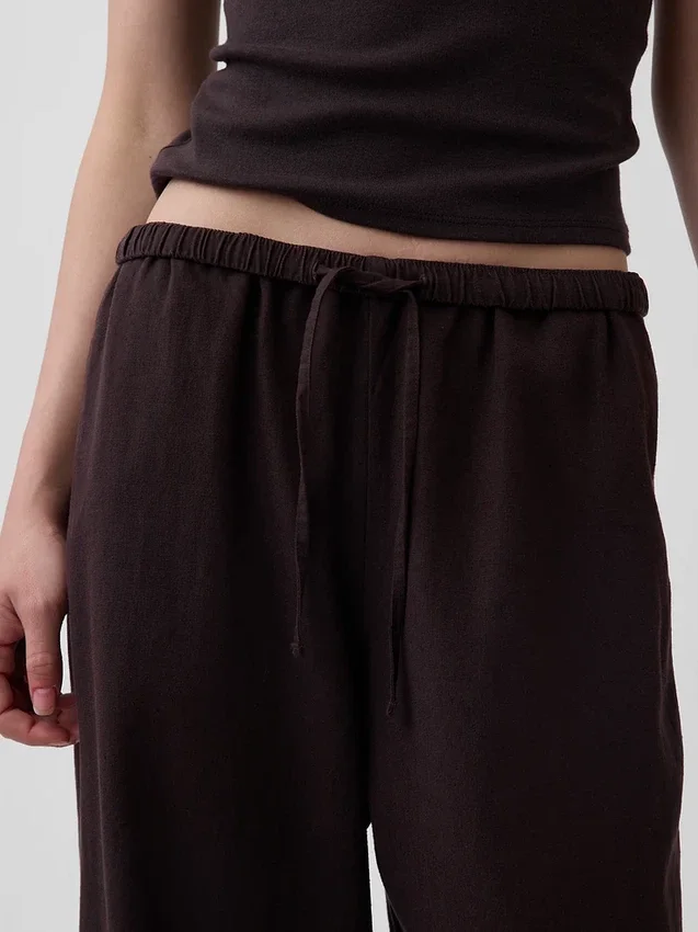 Bequeme Hose mit weitem Bein aus Leinenmischung