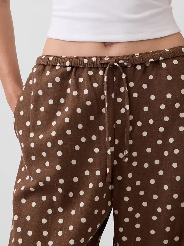 Bequeme Hose mit weitem Bein aus Leinenmischung