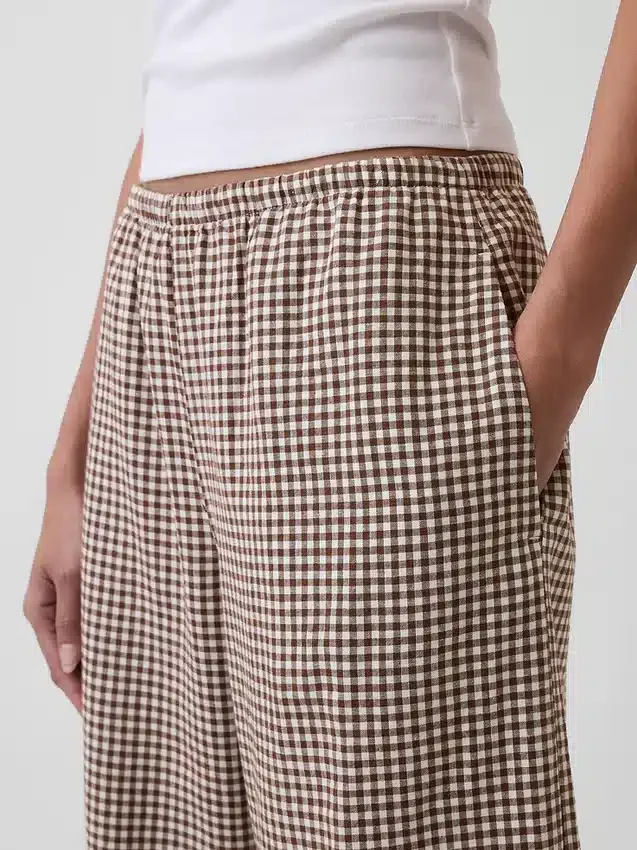 Bequeme Hose mit weitem Bein aus Leinenmischung