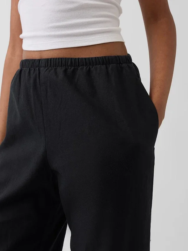 Bequeme Hose mit weitem Bein aus Leinenmischung