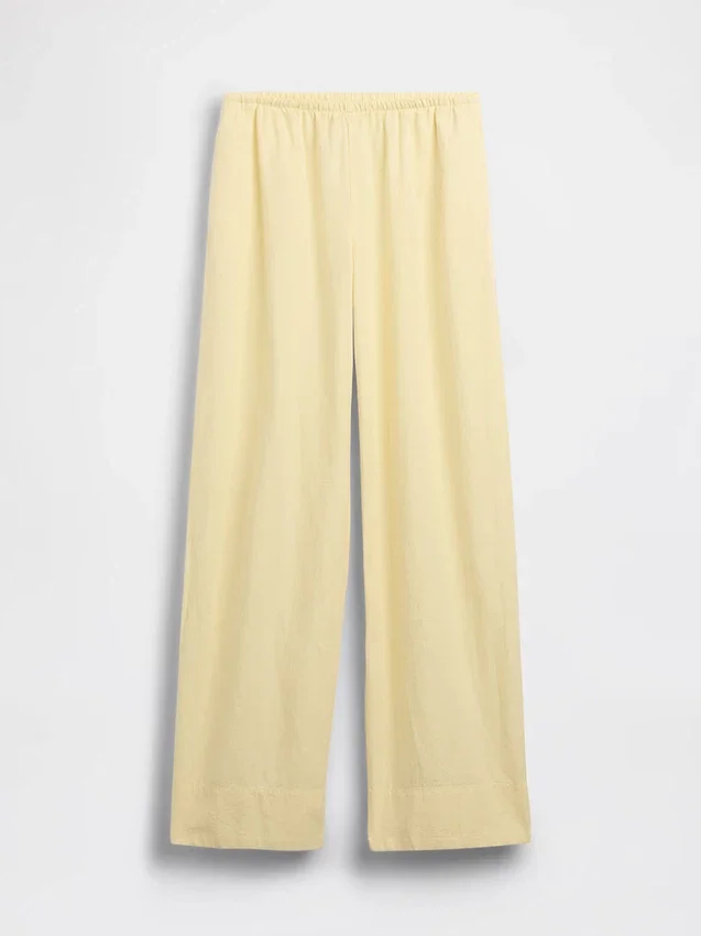 Bequeme Hose mit weitem Bein aus Leinenmischung