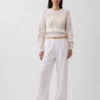 Bequeme Hose mit weitem Bein aus Leinenmischung