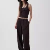 Bequeme Hose mit weitem Bein aus Leinenmischung