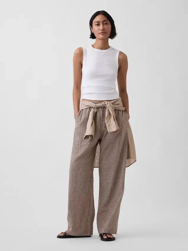 Bequeme Hose mit weitem Bein aus Leinenmischung